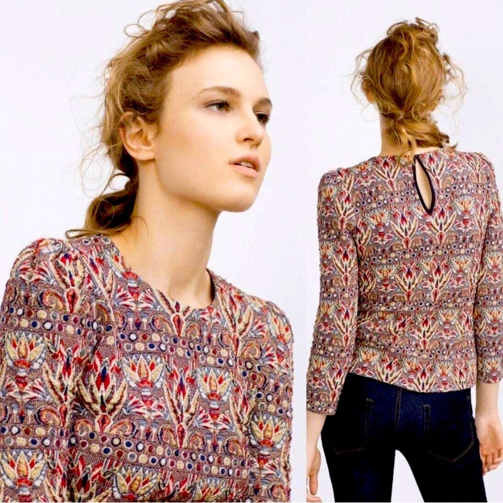 RARE ZARA JACQUARD TOP